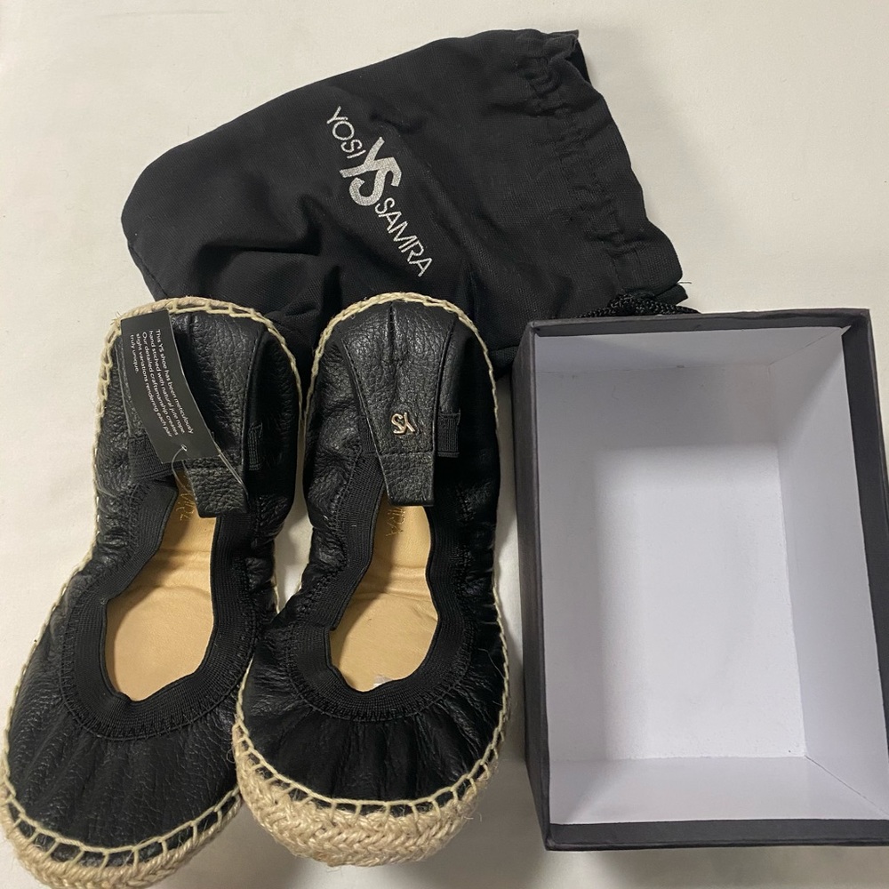 Yosi Samra espadrilles black leather 5